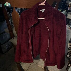 Croft & Barrow Burgundy Teddy Jacket
